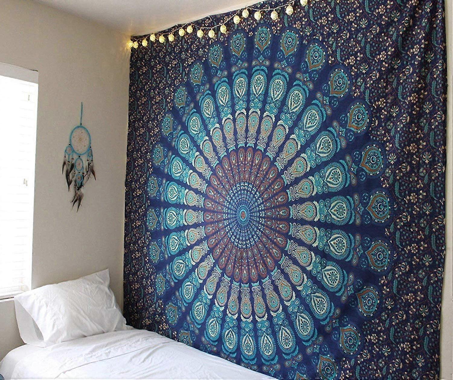 Turquoise Indian tapestry, decorative tapestry