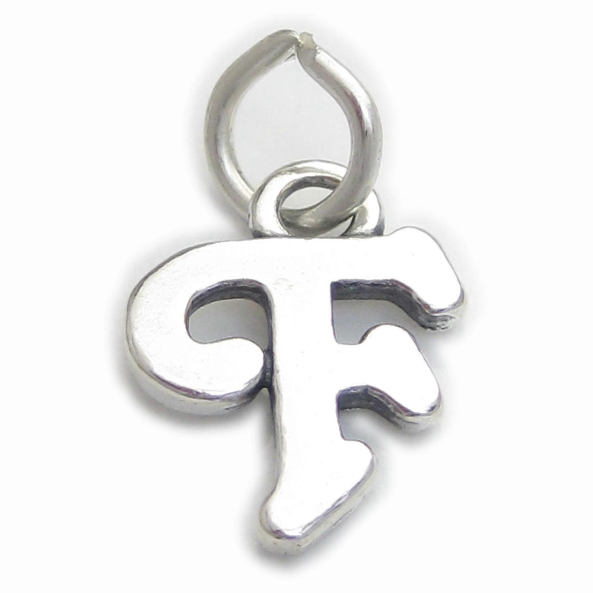 Script Letter F Initial sterling silver charm .925 x 1 Letters charms