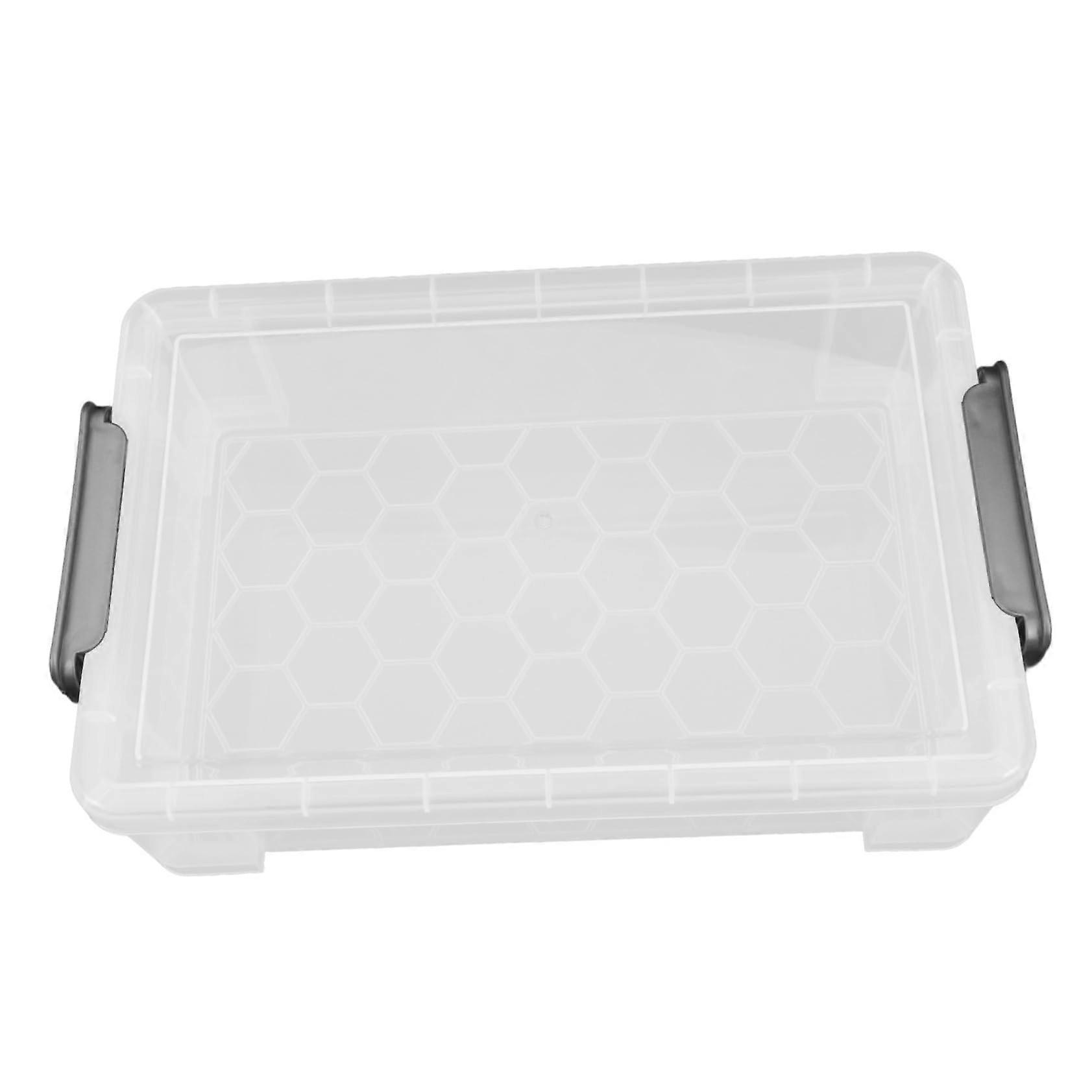 2Pcs Plastic Storage Bins with Lids, Translucent Pencil Box for School and Crafts, Grey