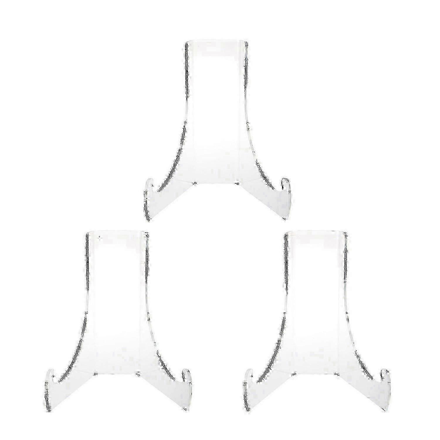 3 Pack Clear Plate Stands - Sturdy & Stable Display Easels for Tea Cake Showcasing - Jz