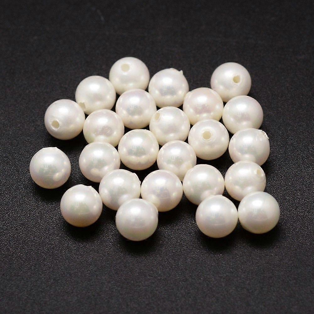 Shell Pearl Beads Round Grade A Half Drilled Beads White 8mm Half Hole: 1mm