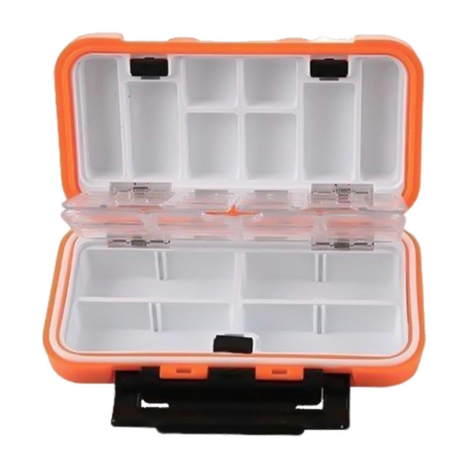 Fishing Tackle Box with Waterproof Seal Strip, DoubleSided Organizer, Removable Dividers, Orange