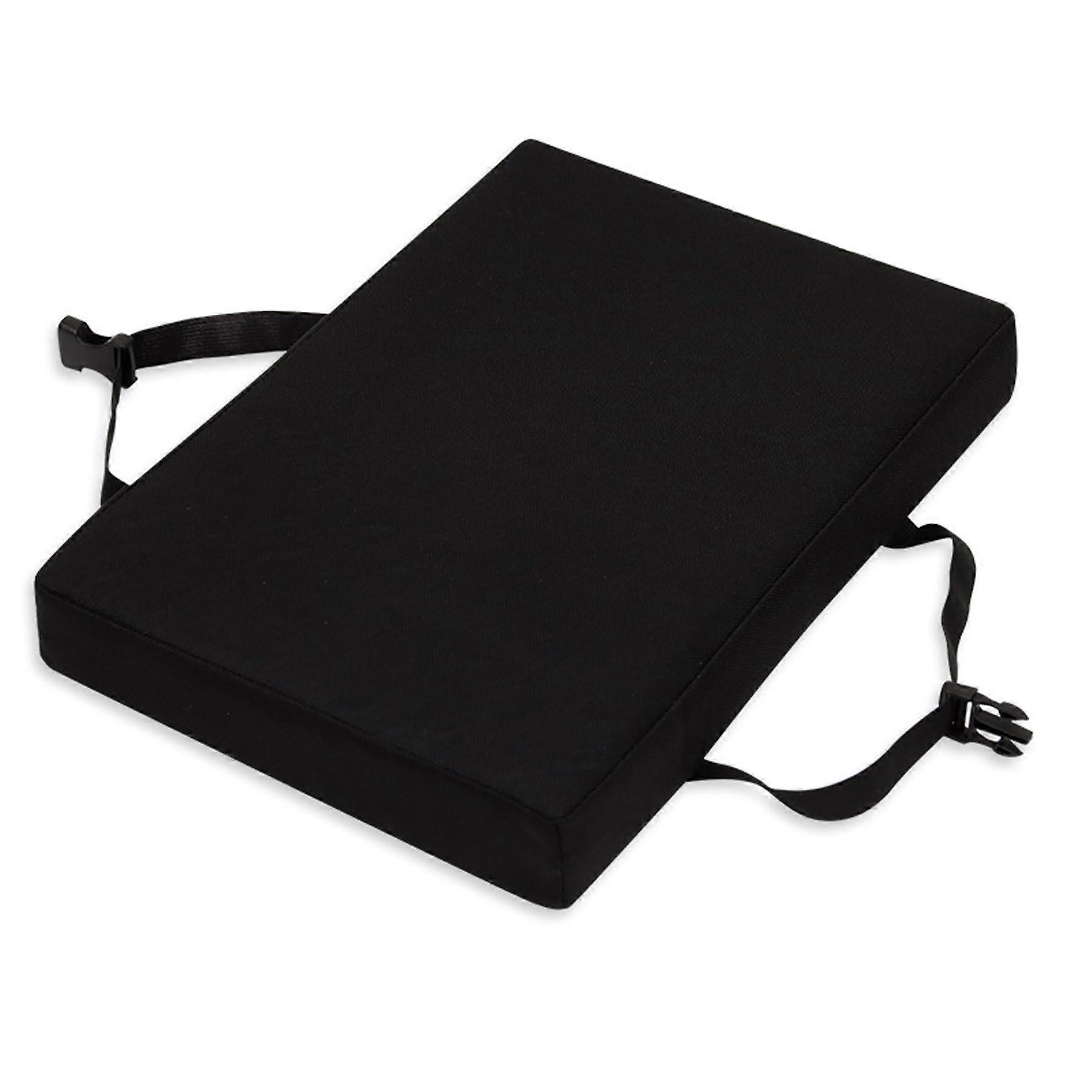 Bar Stool Cushion with NonSlip Bottom and Buckle Strap, Rectangle Bench Seat Pad, Black