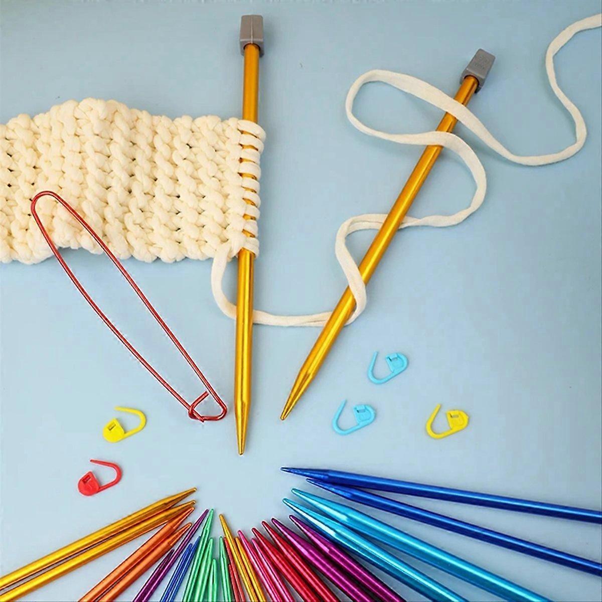 14PCS Stainless Steel Knitting Needles Set Pointed Needles 25cm