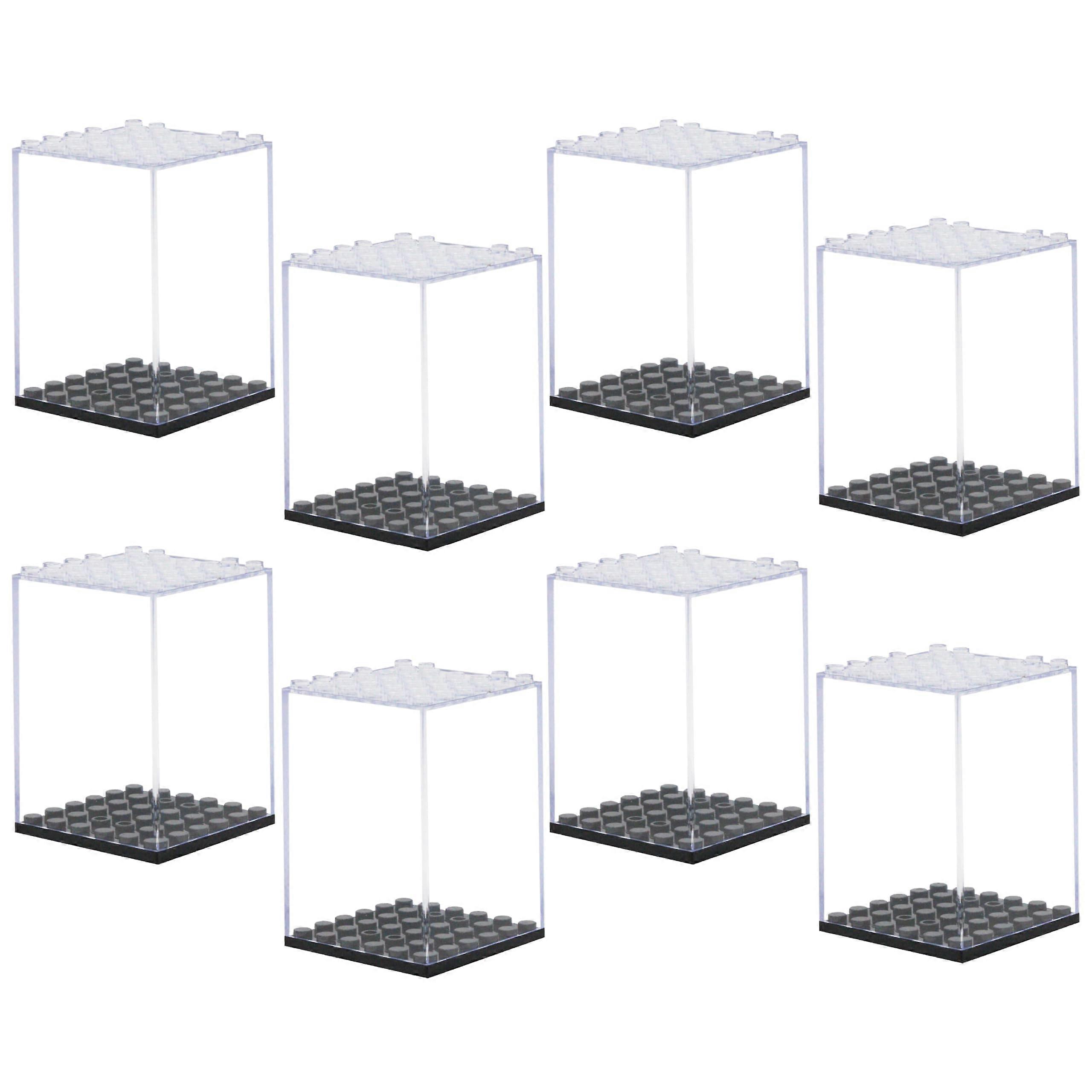 8 Pack Clear Stackable Display Case DustProof Acrylic Organizer with Studded Base for  Minifigure