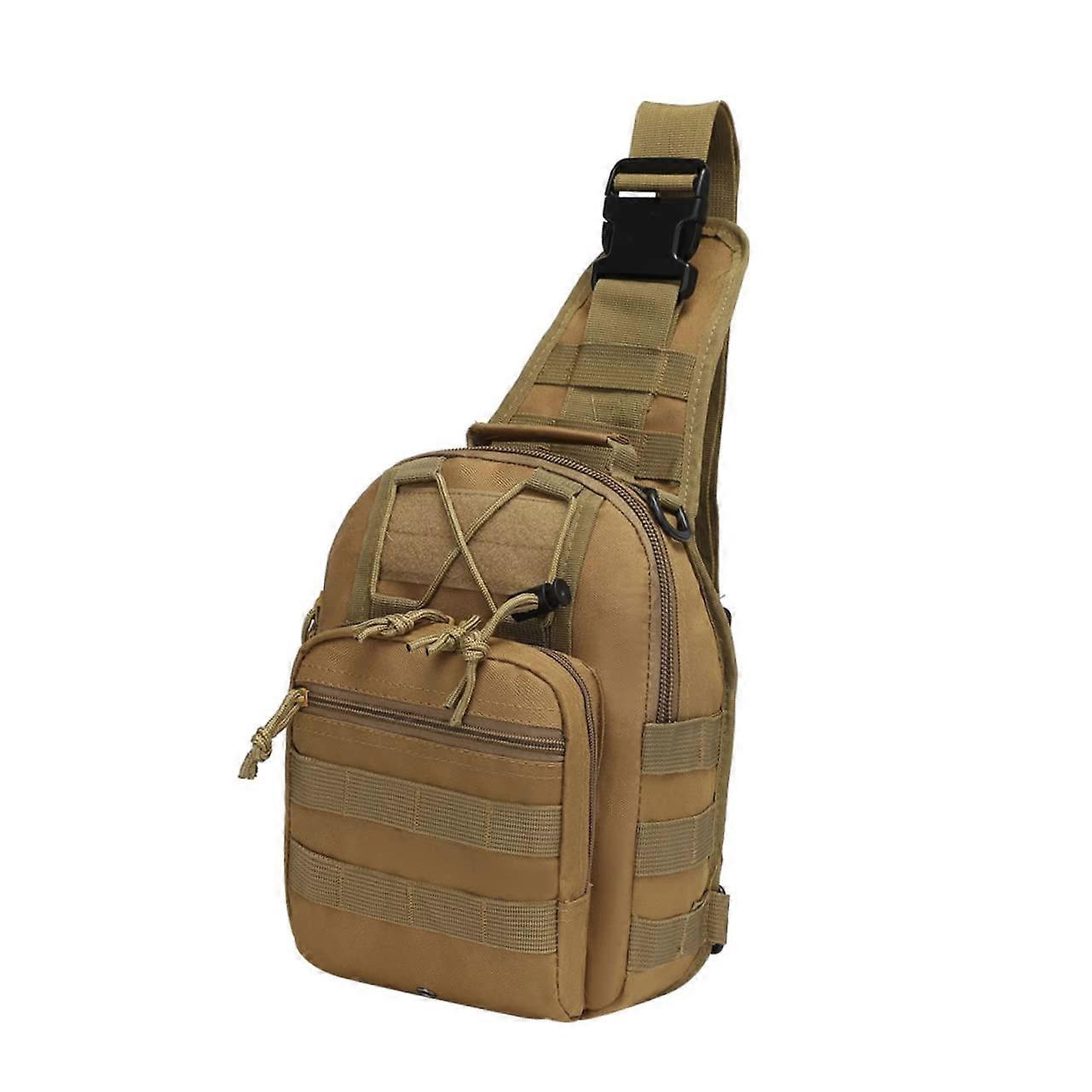 Men's Crossbody Sling Bag Nylon Chest Bag with Adjustable Strap QuickRelease Light Brown