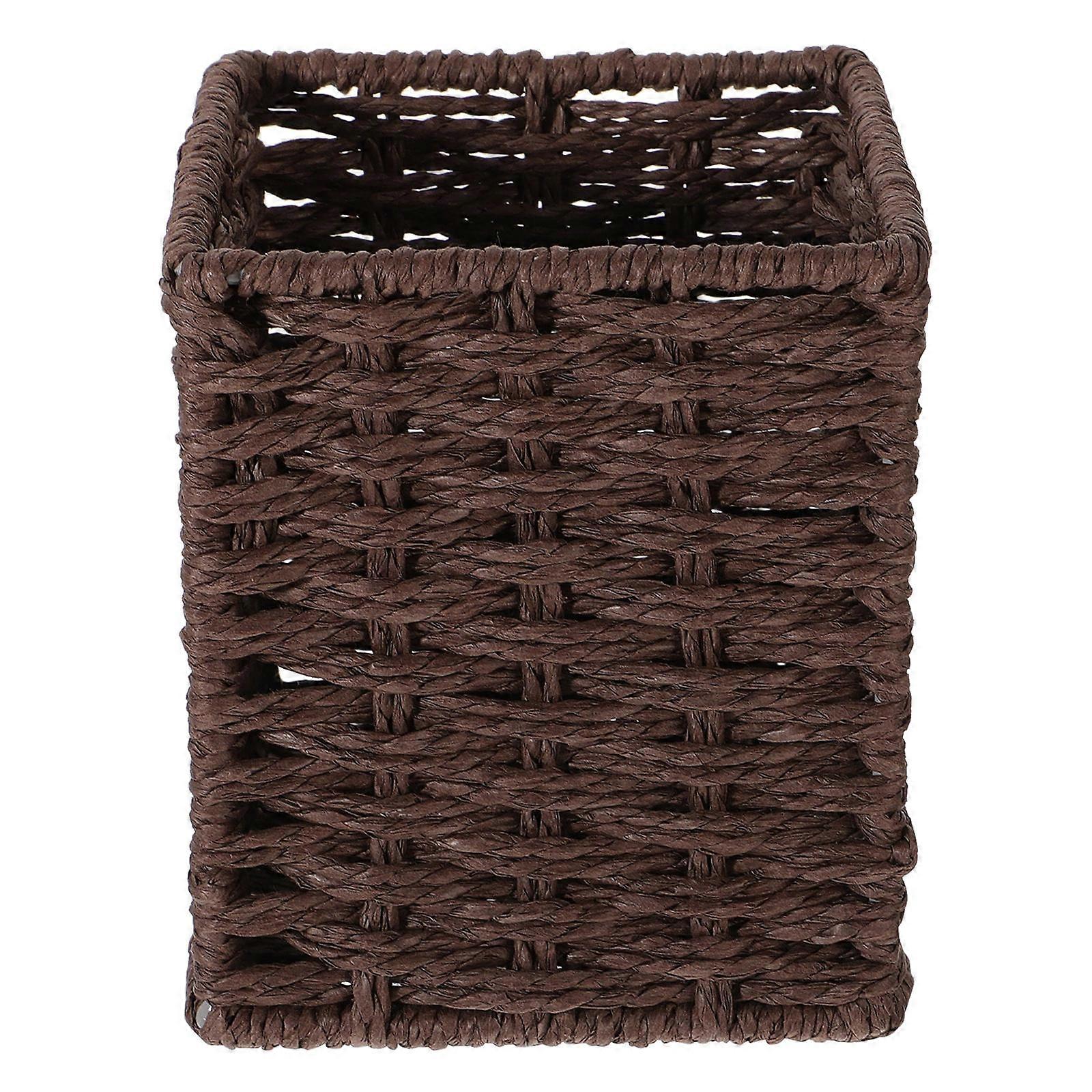 Woven Pen Holder Hand-Woven Storage Box for Desktop Use 1Pcs