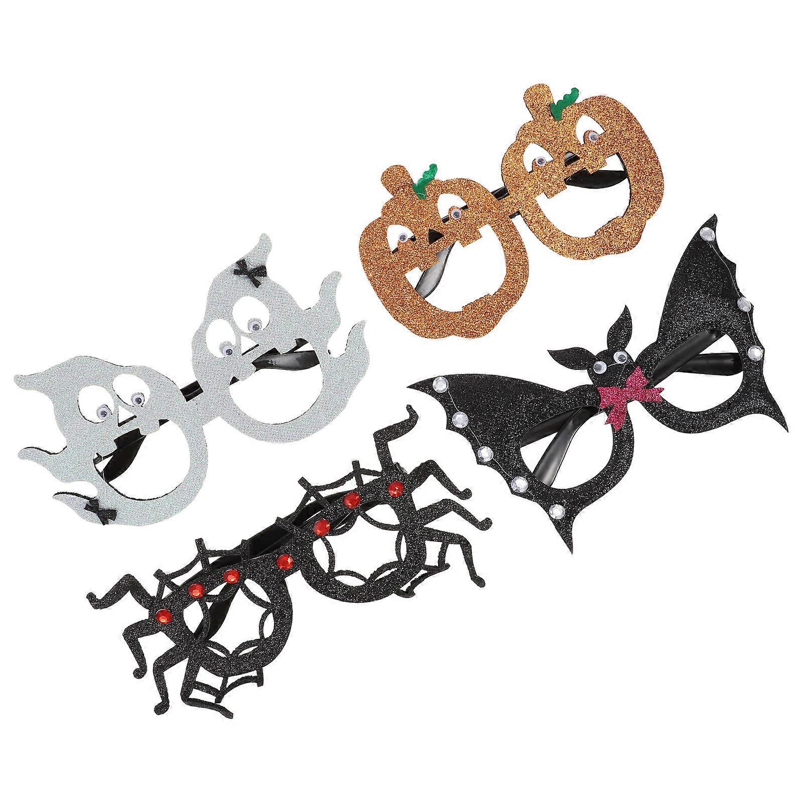 Halloween Glasses Pumpkin Spider Ghost Bat Glasses for Decor 4Pcs Assorted Color