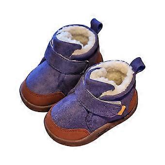 Bottes d'hiver pour bébés et jeunes enfants, en coton épais et doux, semelle souple, bleu marine.