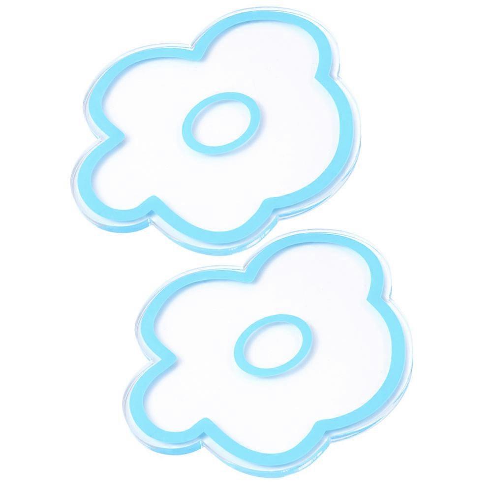 Dining Table Acrylic Coasters with Flower Pattern 10Pcs Blue Set