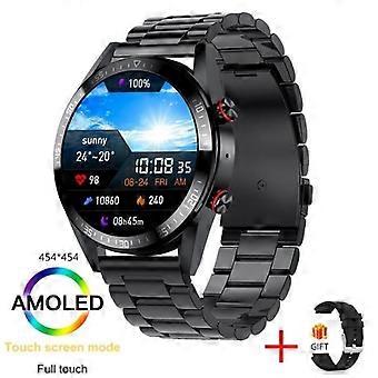 Inteligentny zegarek RUMOCOVO dla mężczyzn, ekran AMOLED 454x454, Bluetooth, połączenia, pulsometr, 2281 – stalowo-czarny