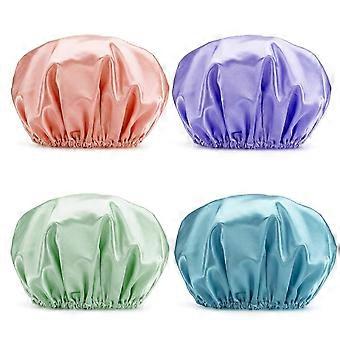 Shower Cap, 4-Pack Shower Caps for Women, Double Waterproof Layers ing Shower Hat Hair Protection EVA Shower Caps Reusable, Medium Size