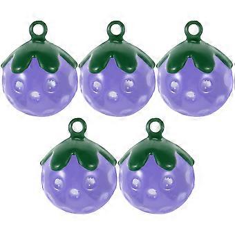 Purple Pet Collar Bells Strawberry Charms for Sounding 15Pcs Dog Necklace