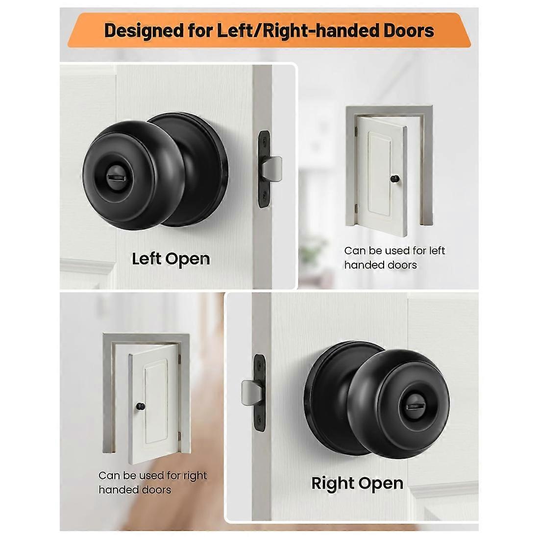 2Pack Door Knobs, Privacy Door Knobs Interior Door Knob for Bedroom/Bathroom Keyless Doorknobs Interior/Exterior Lock