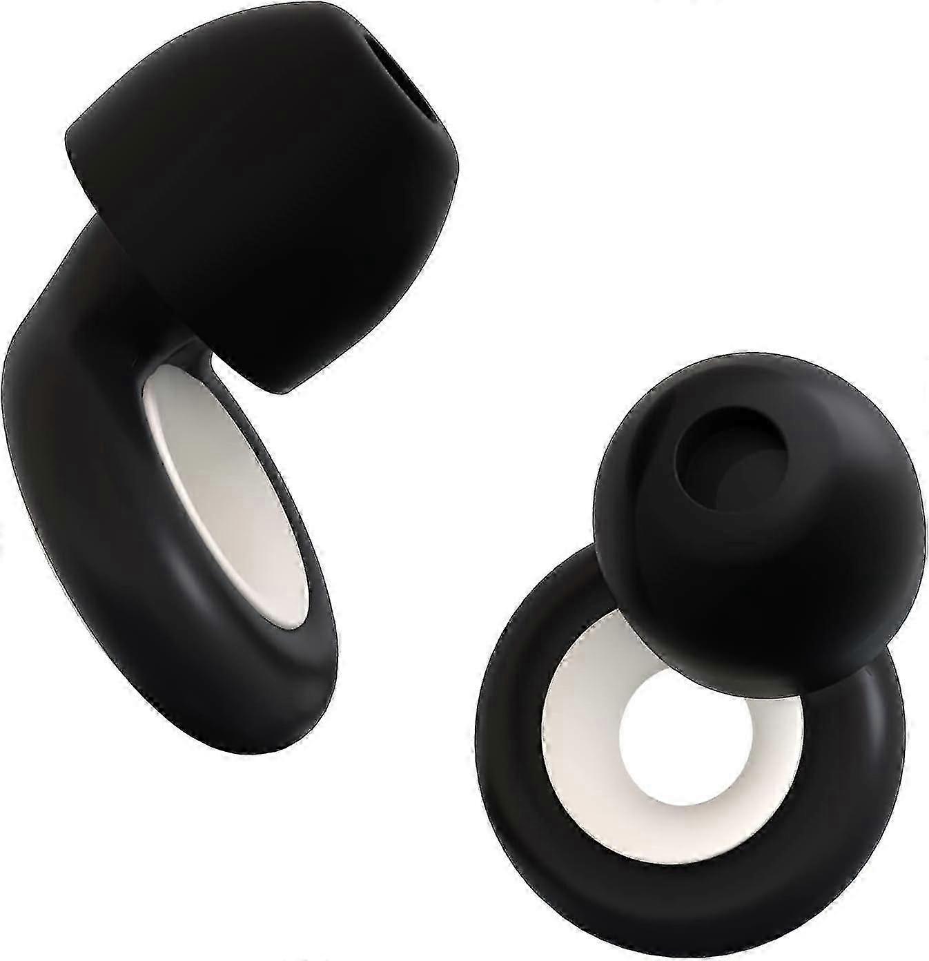 1 Pair of Black & White Loop Silent Noise Cancelling Earplugs, Ultra Soft & Reusable for Sleeping, Comfortable Ear Plugs for Night Use