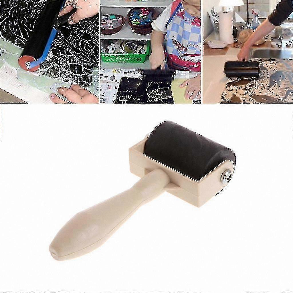 3.5cm Durable Rubber Roller with Plastic Frame for Screen Printing Craft Tool