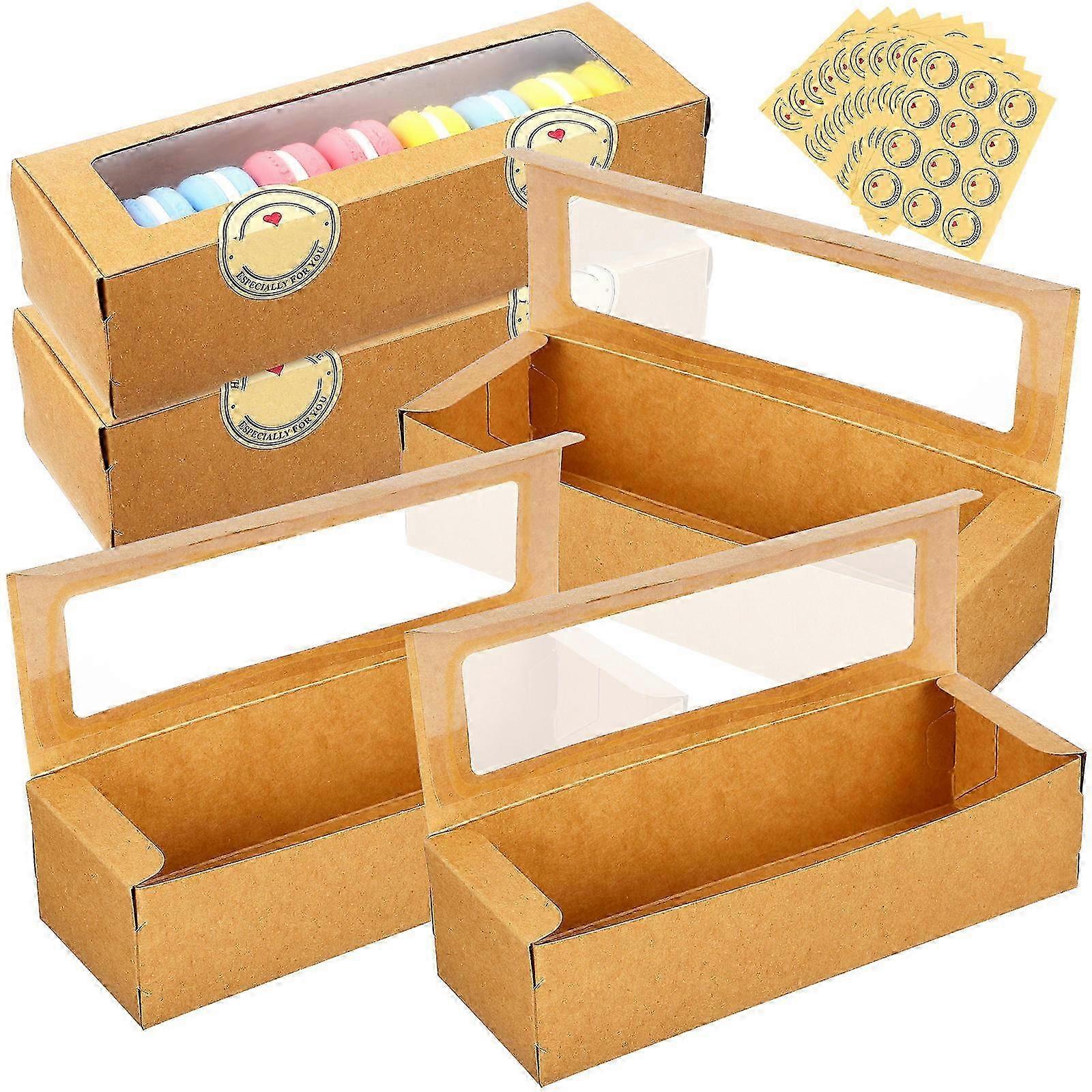 Macaron Boxes Kraft Paper Packaging Boxes for Storage 250Pcs with Stickers