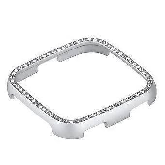 Coque de montre connectée avec insert créatif, étui de protection antichoc compatible avec Fitbit Versa/Versa Lite (Argent)