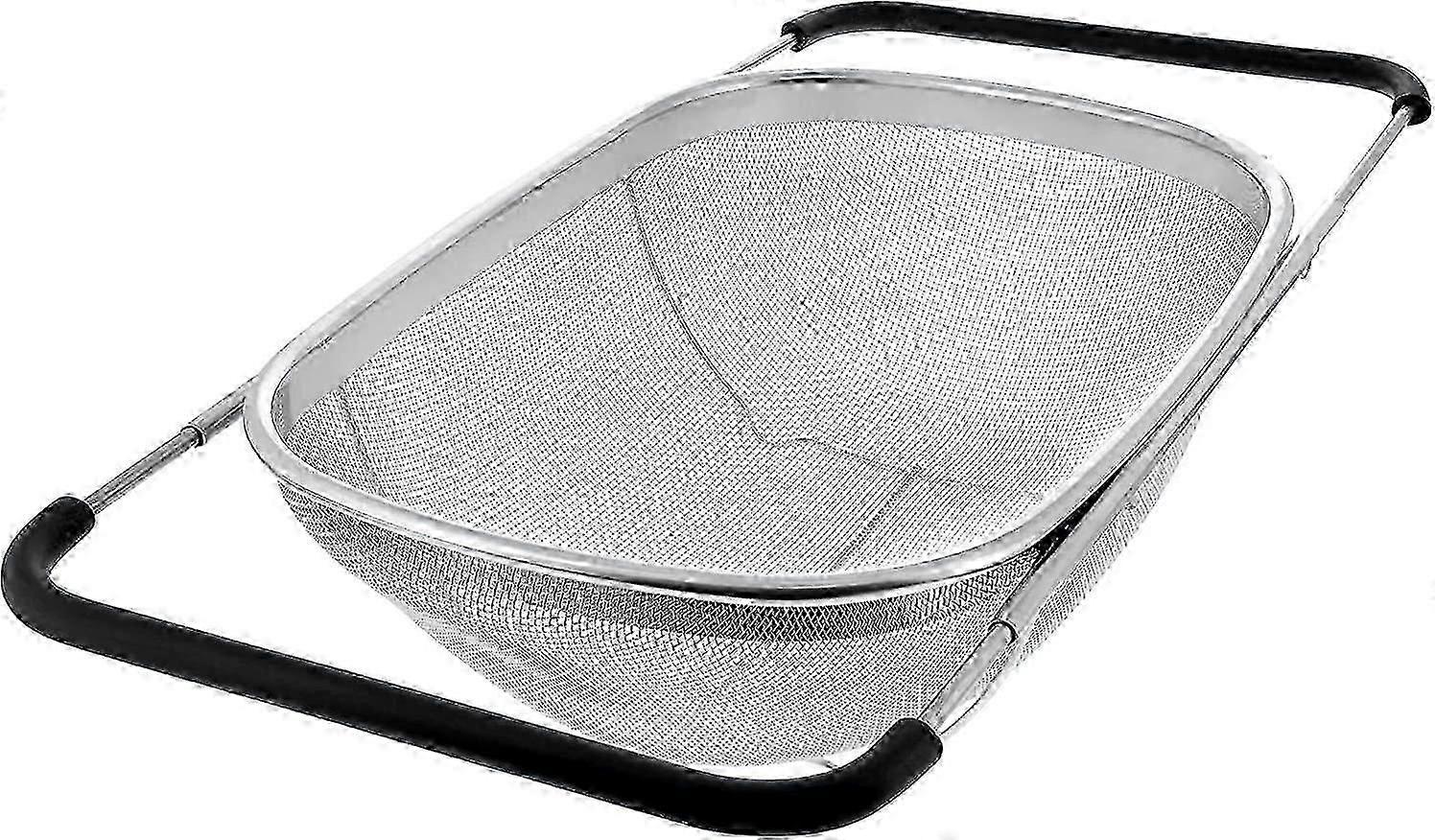 Rectangular Stainless Steel Colander with Rubber Handle for Sink