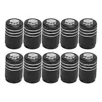 10 stuks autowieldopjes met schedelpatroon, universeel voor auto's, SUV's, fietsen, vrachtwagens en motorfietsen, zwart