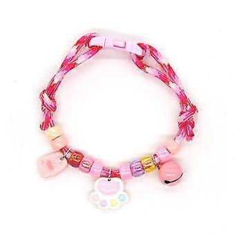 Cute Colorful Pet Necklace Braided Adjustable Cat Neck Chain with Bells Cat Puppy Collar Pet Costume Accessories