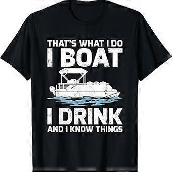 Divertida camiseta con el lema "Eso es lo que hago: barco, beber y saber cosas"