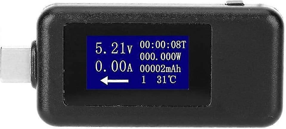 Usb Type-c Tester, Multi-function Bi-directional Current Voltage Dc Digital Voltmeter(black)