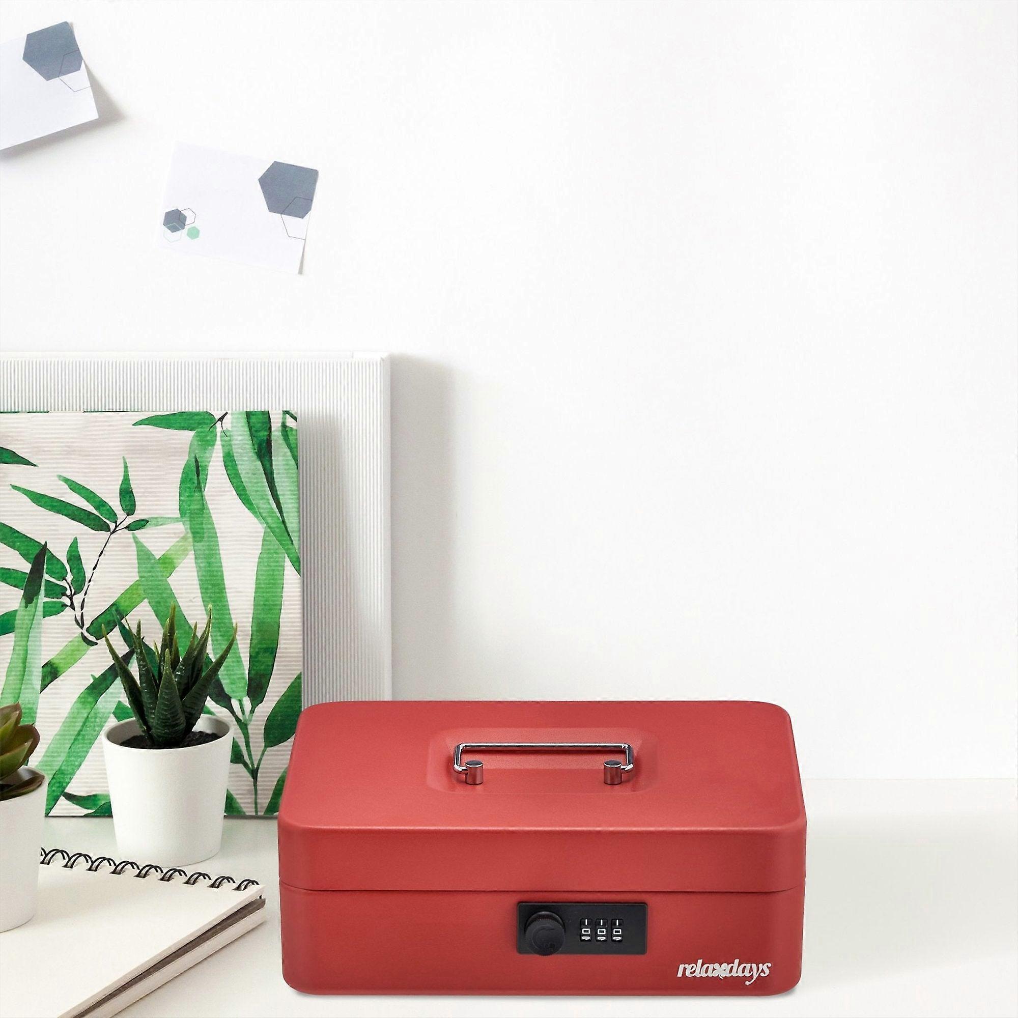 Red cash drawer with combination lock