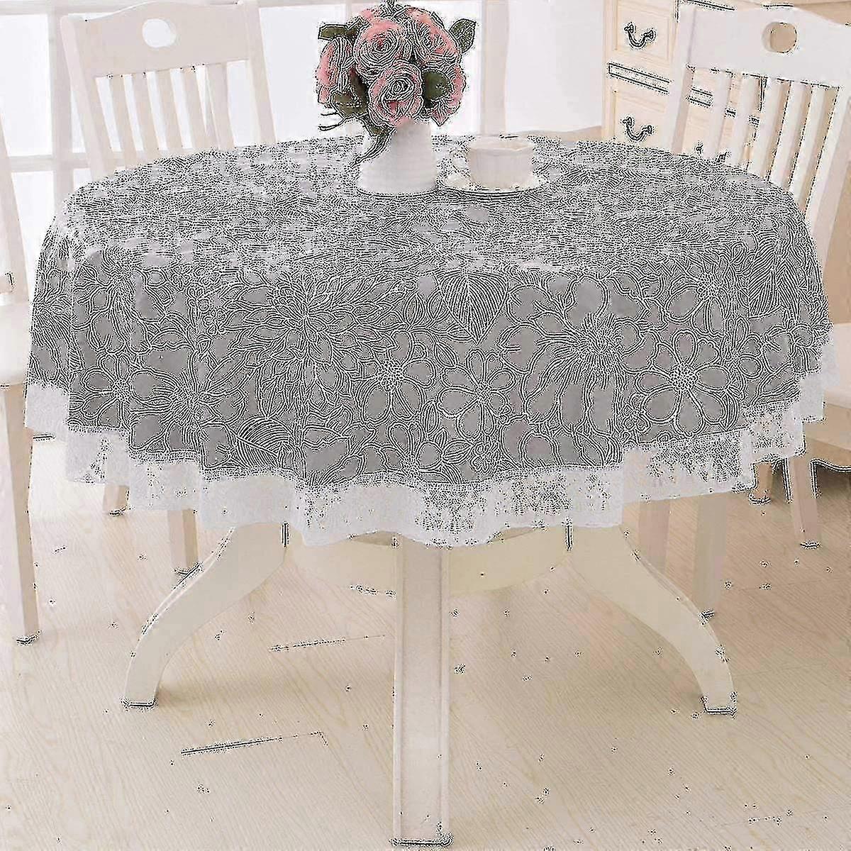 Round Tablecloth Water Resistant Polyester Plaid Table Cloth,diameter 152cm