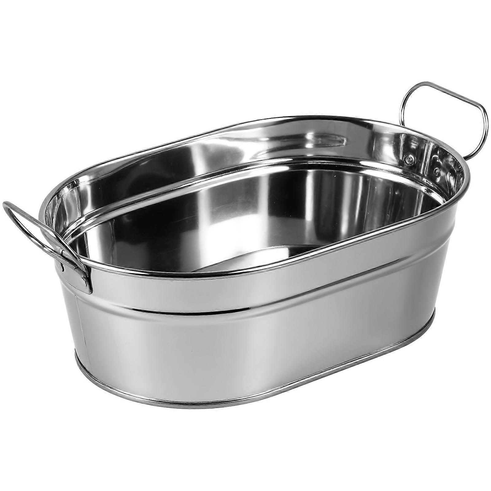 1PC Sturdy Seafood Barrel Container Hotel Restaurant Creative Tableware (Silver)
