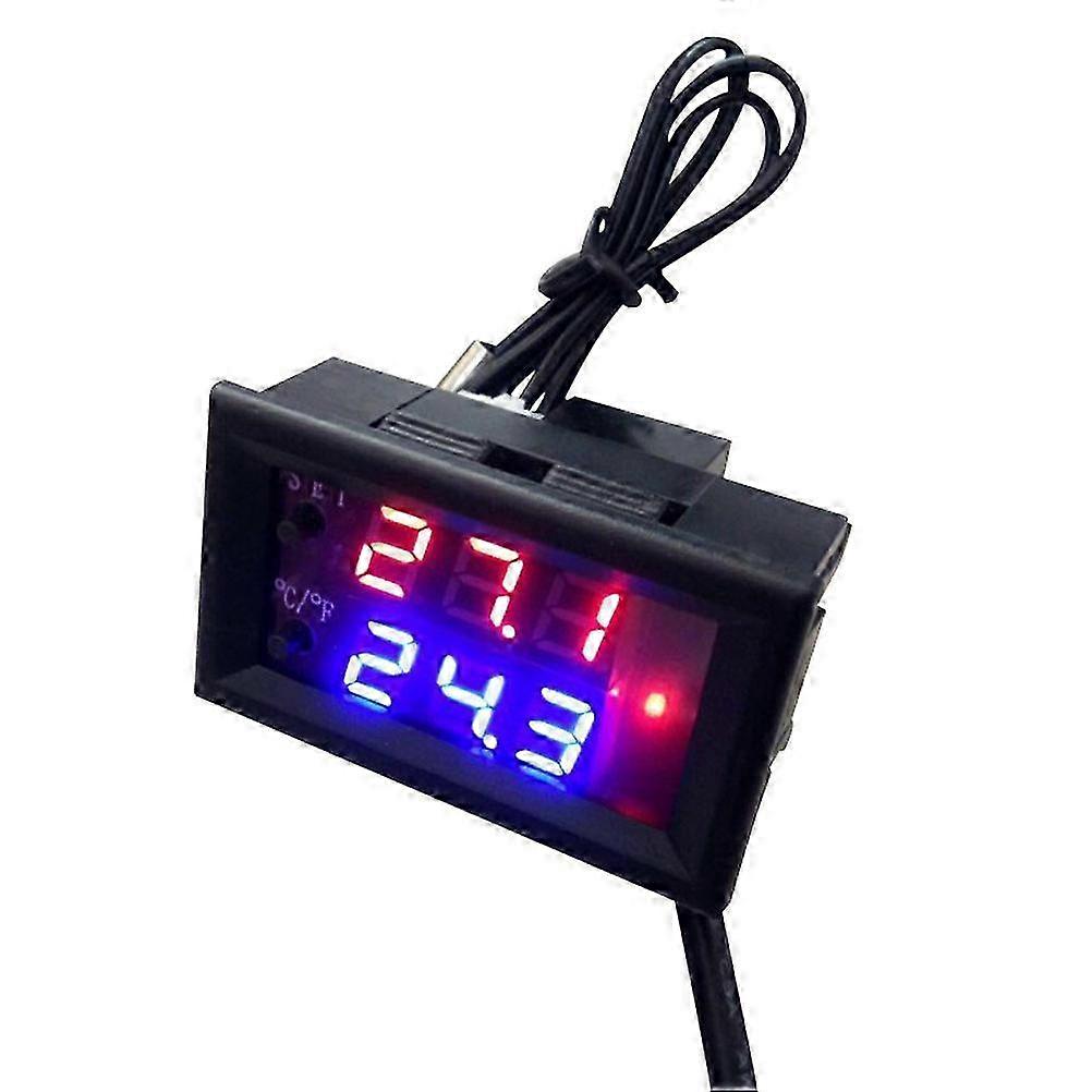 LCD Display Thermostat Black compatible with Measuring Use with Large Display and Precision Control
