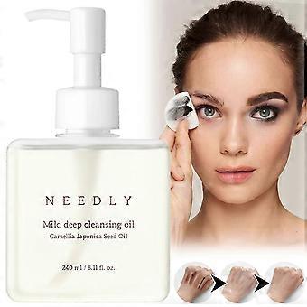 NEEDLY Mild Cleansing Oil - Deep Cleanser for Blackheads & Impurities, Eye, Lip, Face Makeup Remover, Gentle for Sensitive Skin