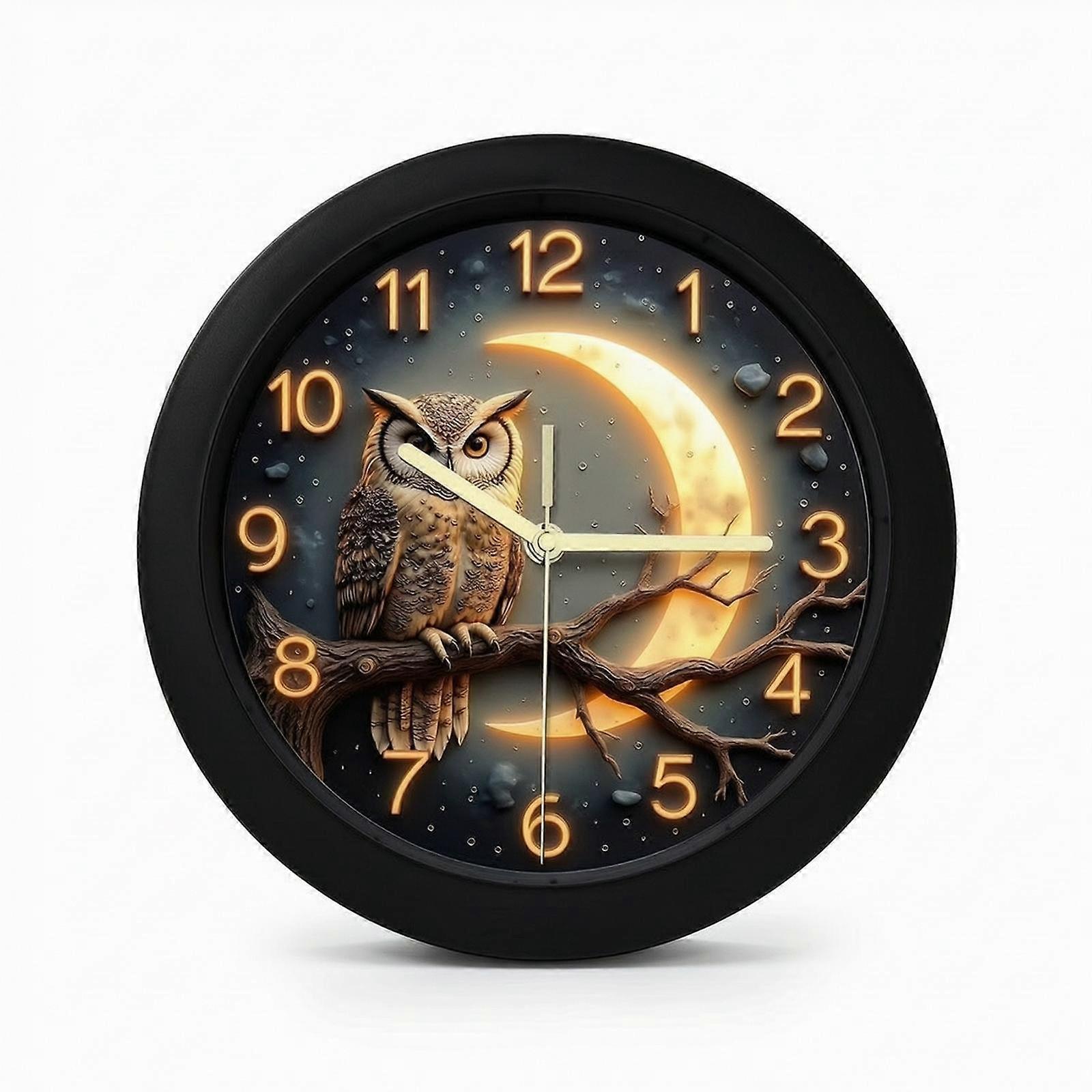 Owl Wall Clock Analog Round Wall Clock Stylish for Study
