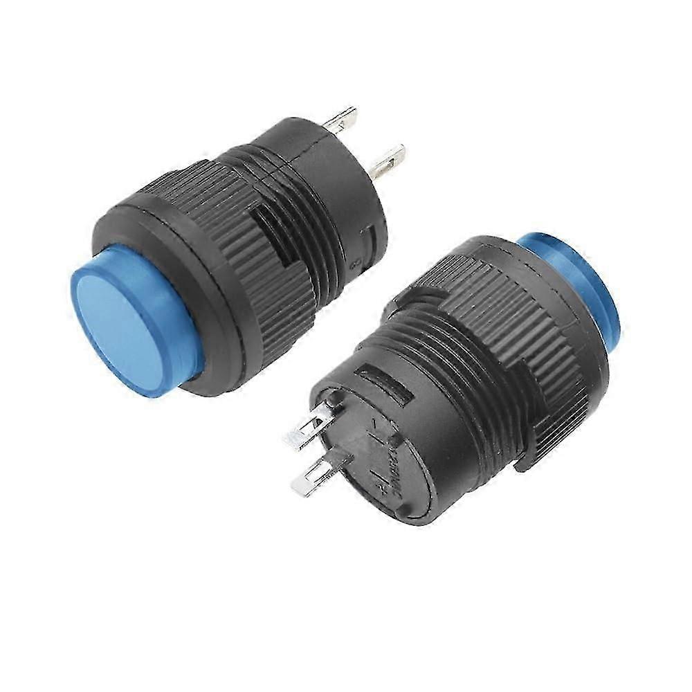 Blue 16mm Self Locking Latching Push Button Switch 2 Pin R16503 for Quick Control 26-27