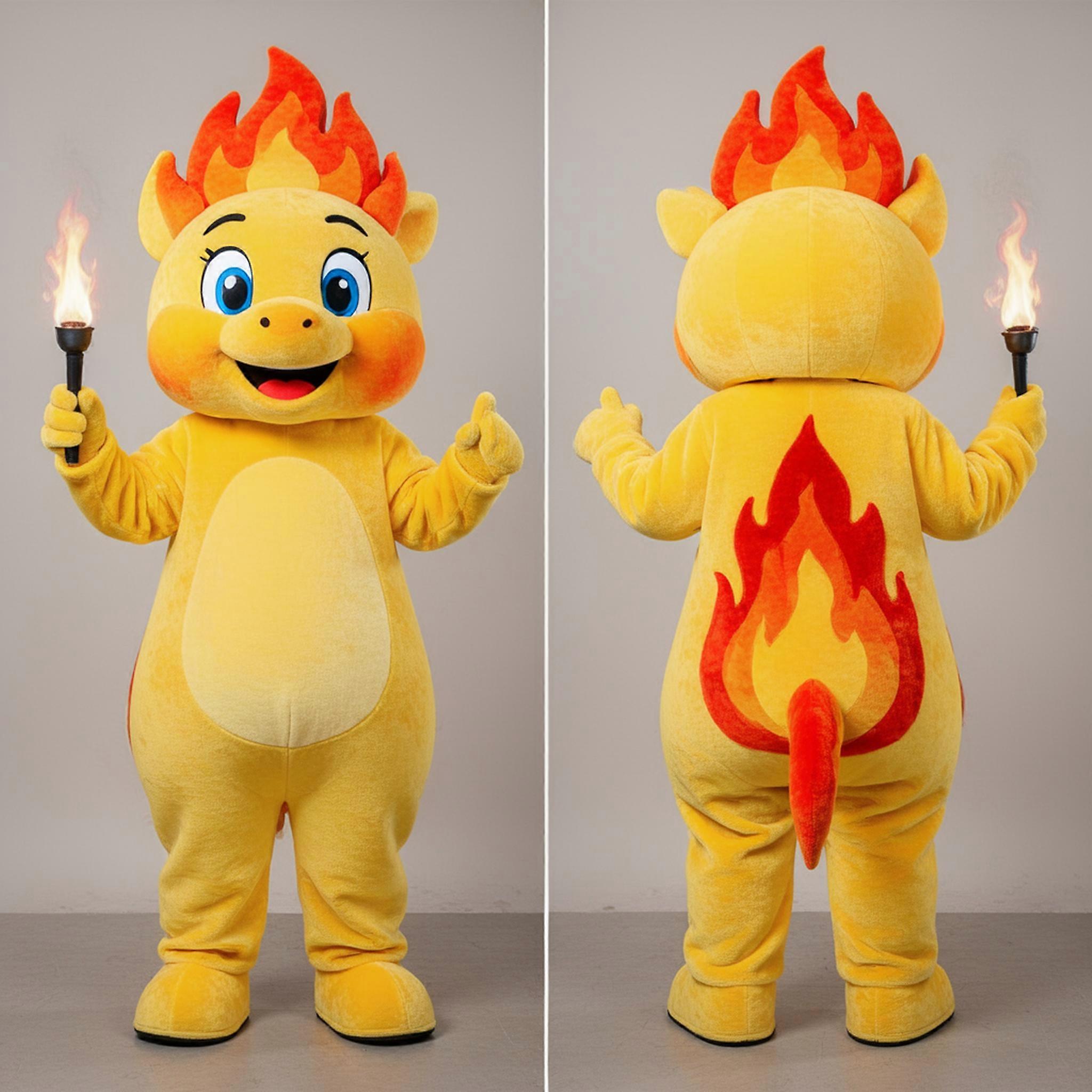 MASTICOT Golden Yellow Playful Fire Eater Mascot