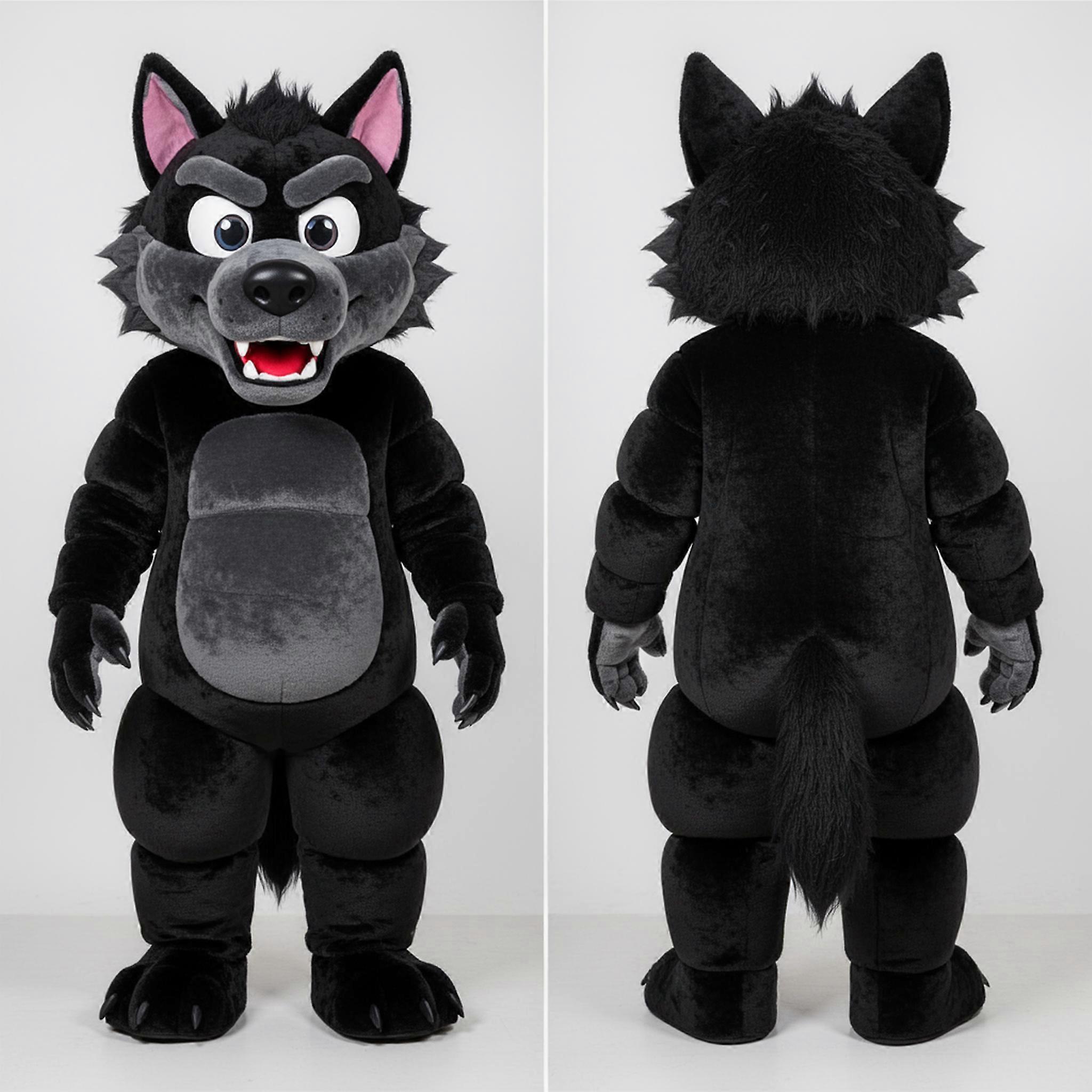 MASTICOT Black Rounded Features Werewolf Mascot