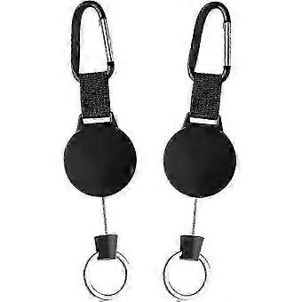2 Pack Heavy Duty Retractable Key Reel, 39 Inch Steel Wire Rope for Keys, ID Cards, Badges