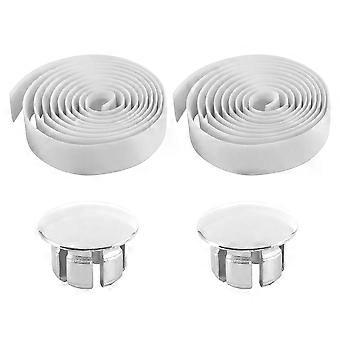 N60R-Road Bike Bicycle Cork Handlebar Bar Grip Wrap Tape + 2 Bar Plugs-White