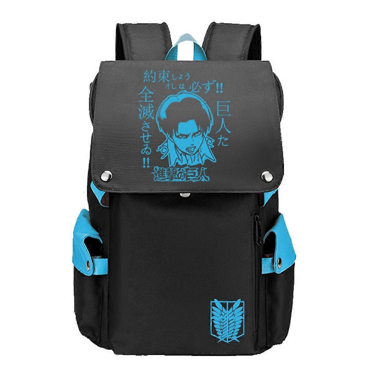 Attack on Titan Anime Backpack Durable School Bag Black Scatchel
