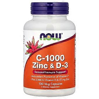 2 x NOW Foods, C-1000 Zinc & D-3, 100 Veg Capsules