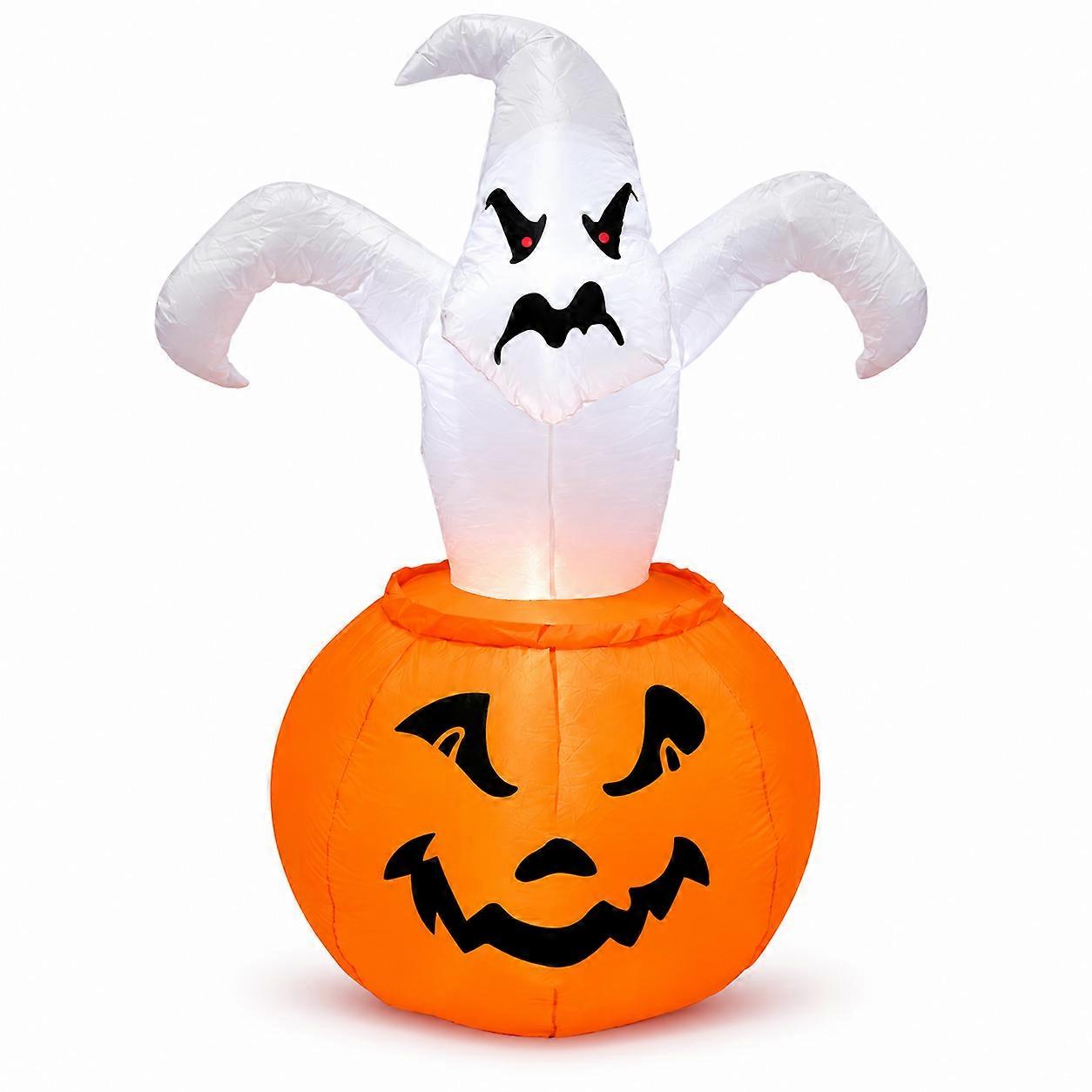 1.8 m Lighted Ghost Pumpkin Inflatable Halloween Yard Decoration, EU Version