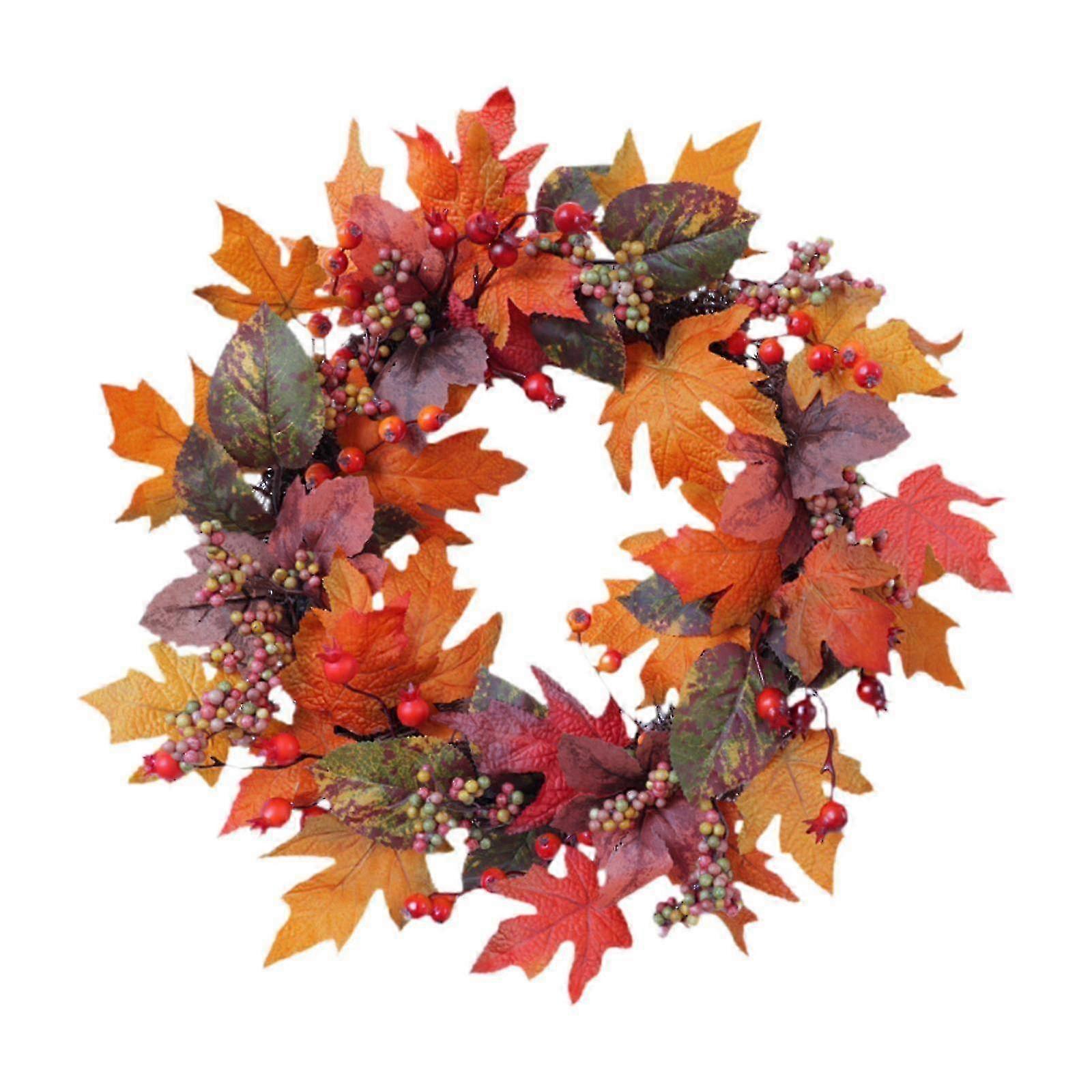 Silk Maple Leaves Berries Wreath