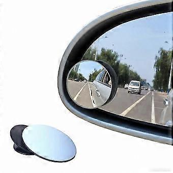 360-Degree Rotating Convex Mirror with Adjustable Swing Mount, HD Glass, Frameless Round Design for Blind Spot Visibility