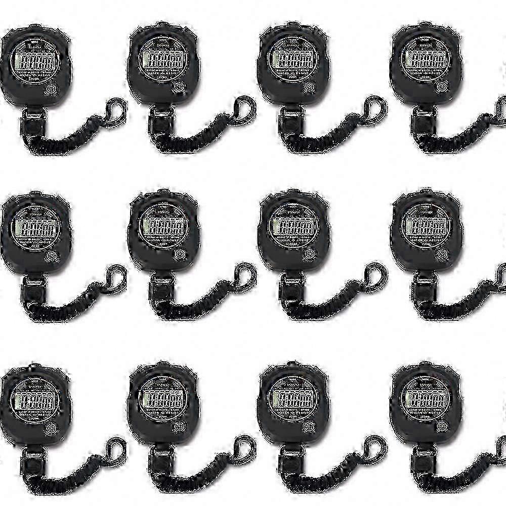 Sport Timing Stopwatch Timer (12 Pack), Multi-Function Digital Electronic Timer with Large Display, Date, Time & Alarm - Edition 529
