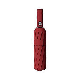 Compact Travel Umbrella Automatic Open Close 24Rib Windproof Folding Umbrella for Rain Red