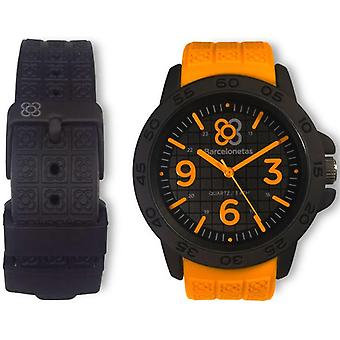 Barcelonetas sport orange-black quartz unisex quartz lookwatch with W01OG Silicone Bracelet