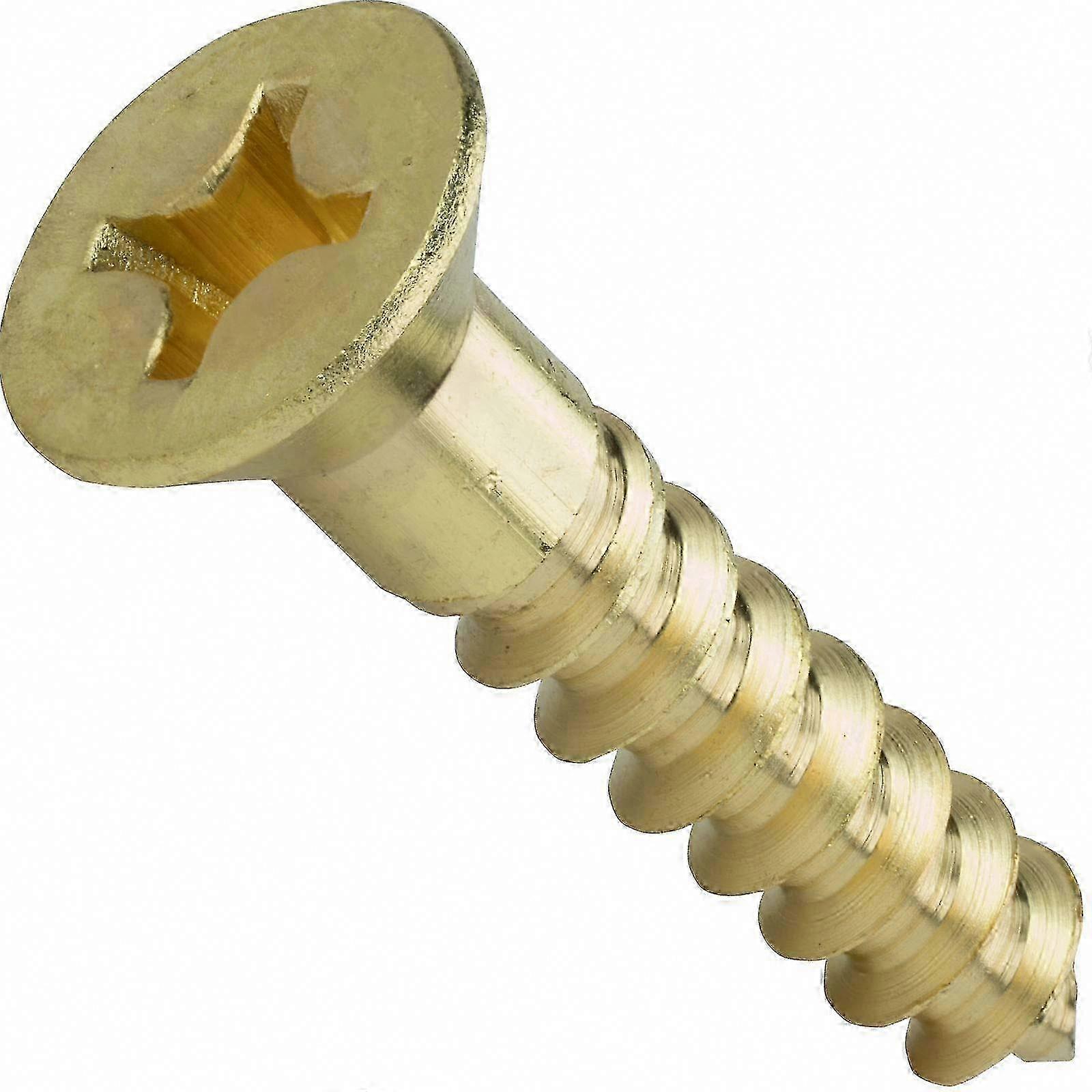 Solid Brass Wood Screws, Flat Head Phillips Drive, 10 x 2', 25 Pcs