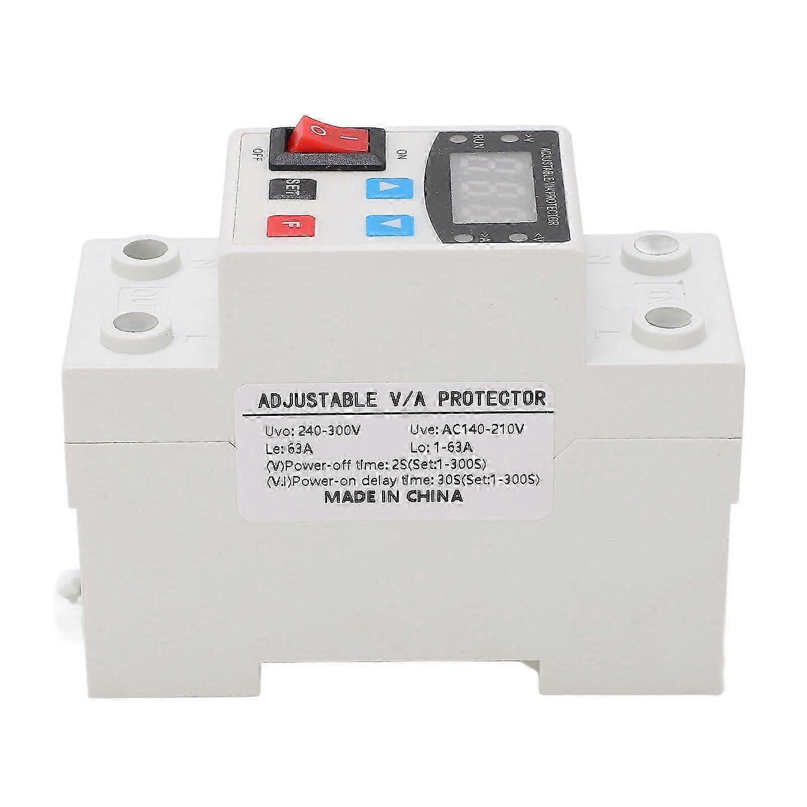 Over Under Voltage Protector Adjustable Digital Display Voltage Current Protective Device Arrester Device 1?63A 240?300V