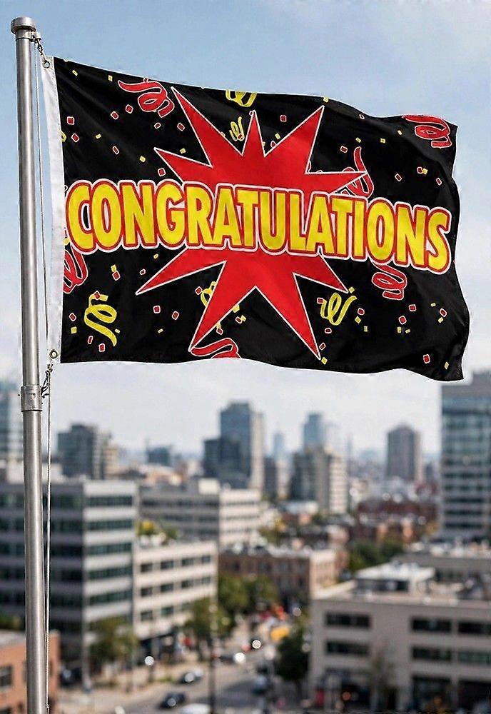 Congratulations Black Red Star Flag FG-419