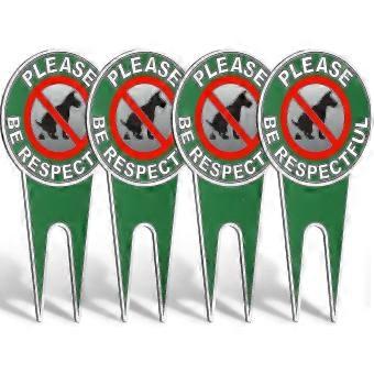 4 Pieces No Poop Dog Signs, Please Be Respectful No Pooping Lawn Signs for Yard